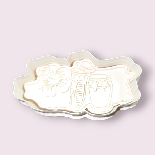 MAPA DE PUERTO RICO #7 INSTRUMENTOS Y FLOR DE MAGA