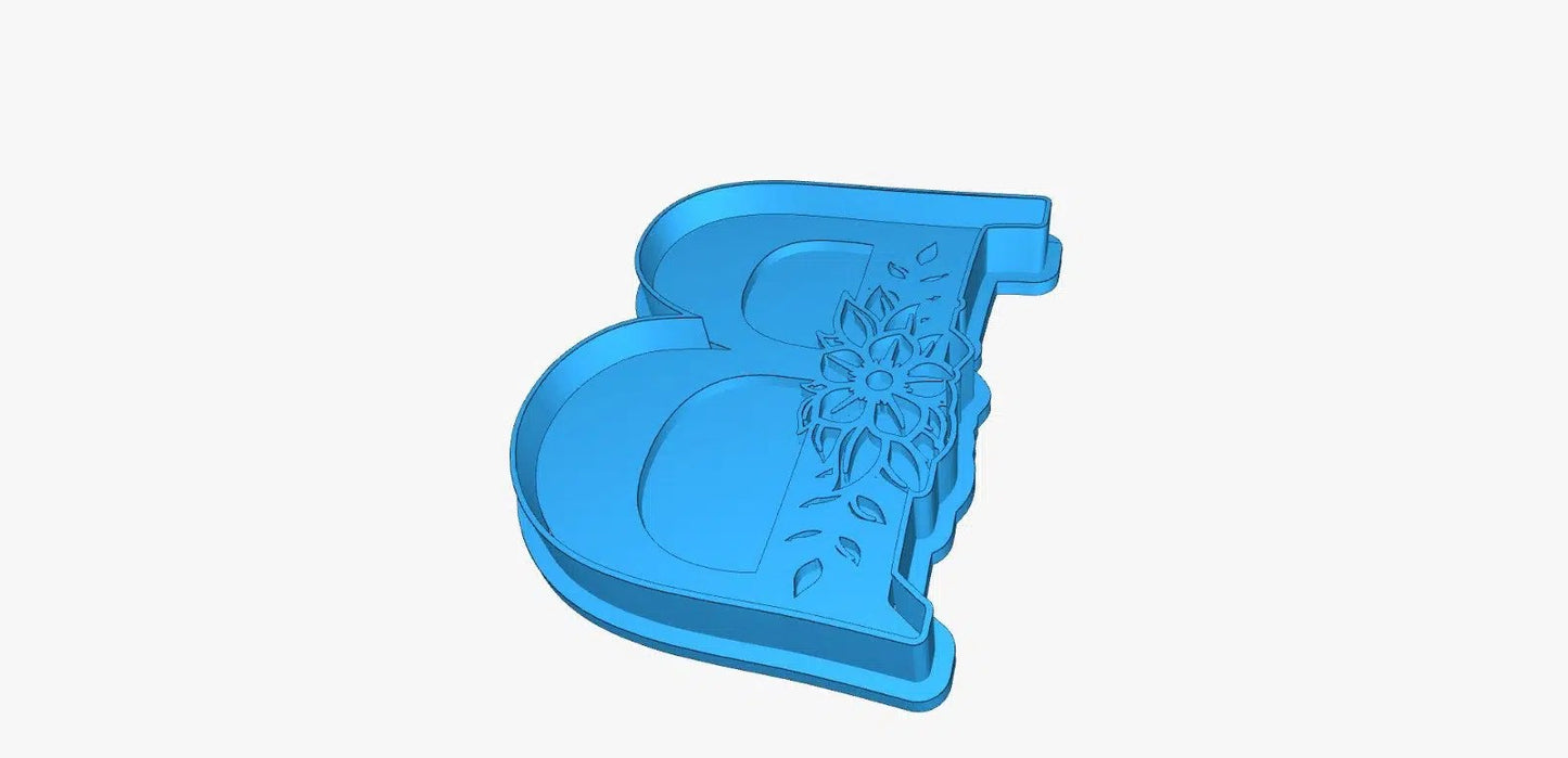 Letter B cutter (mold) with flowers 4" - with punch