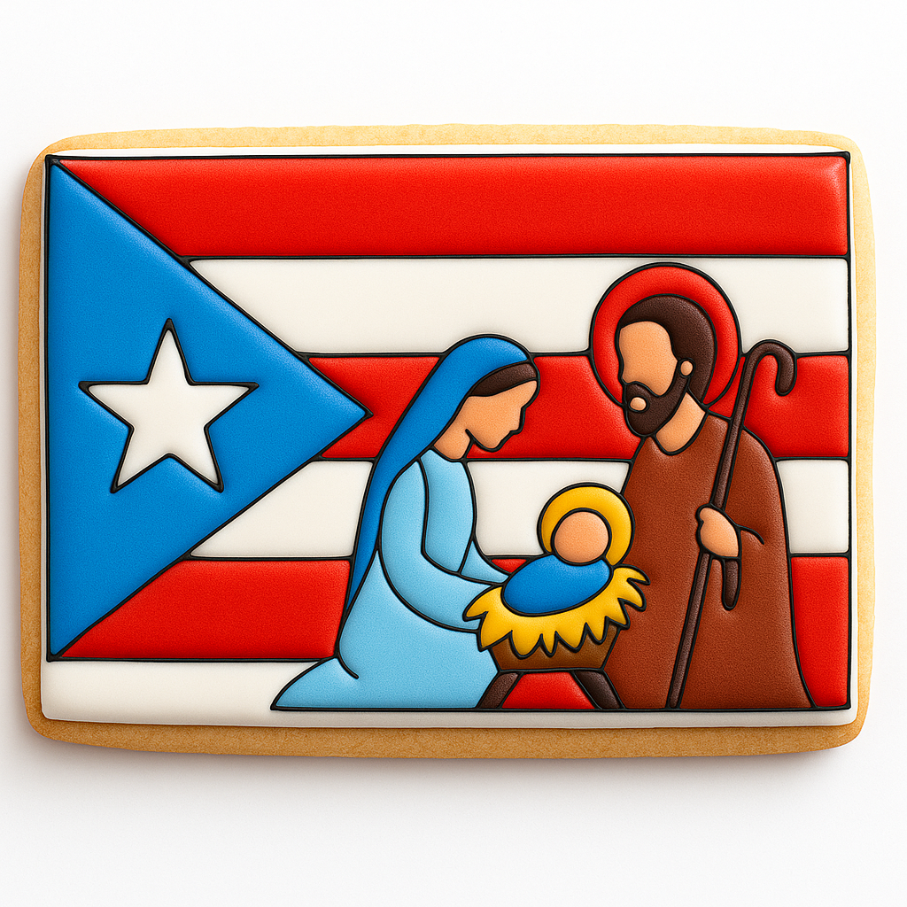 BANDERA DE PUERTO RICO CON NACIMIENTO #1