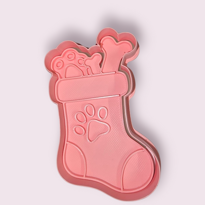 BOTA DE NAVIDAD CON TREATS PARA PERRO #2 HUELLA Y HUESO