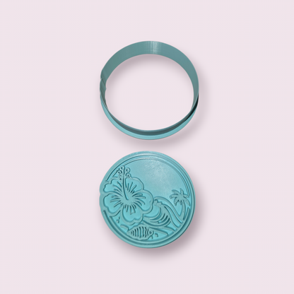 VERANO BORICUA #2 FLOR DE MAGA Y PLAYA | Boricua Summer Beach & Flower Cookie Cutter | Cortador Verano PR