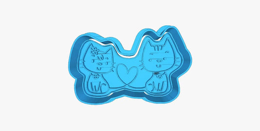 Cortador (molde) Gatitos enamorados 3"- Cat in love - San Valentín