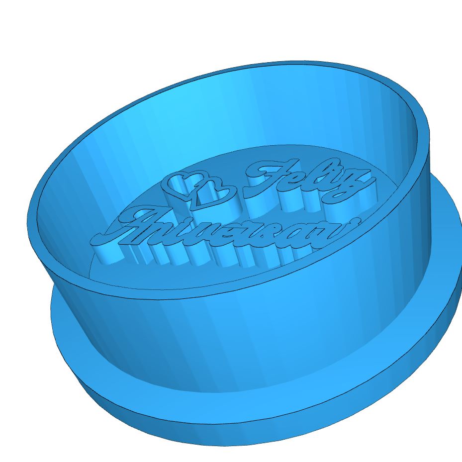 Cortador (molde) Feliz Aniversario con corazones 1.5" - celebración
